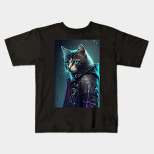 Cool portrait of a Cyber Future Cat Kids T-Shirt